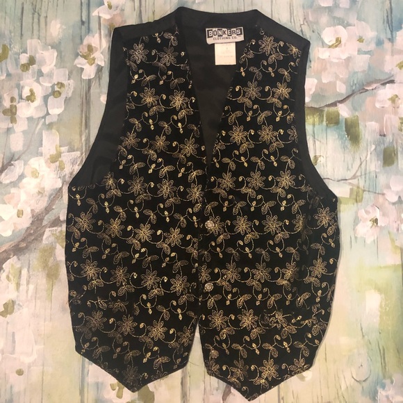 Vintage Bonkers Gold Stitching Floral Vest - Picture 2 of 4